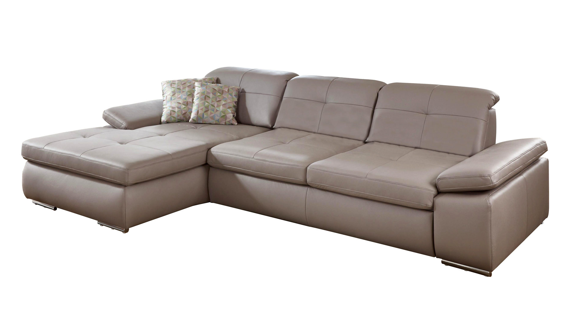 Ecksofa modulmaster aus Leder in Grau Modulmaster MM-PN1044 - Ecksofa granitfarbenes Leder Torro & Rollenfüße – Stellfläche ca. 195 x 309 cm