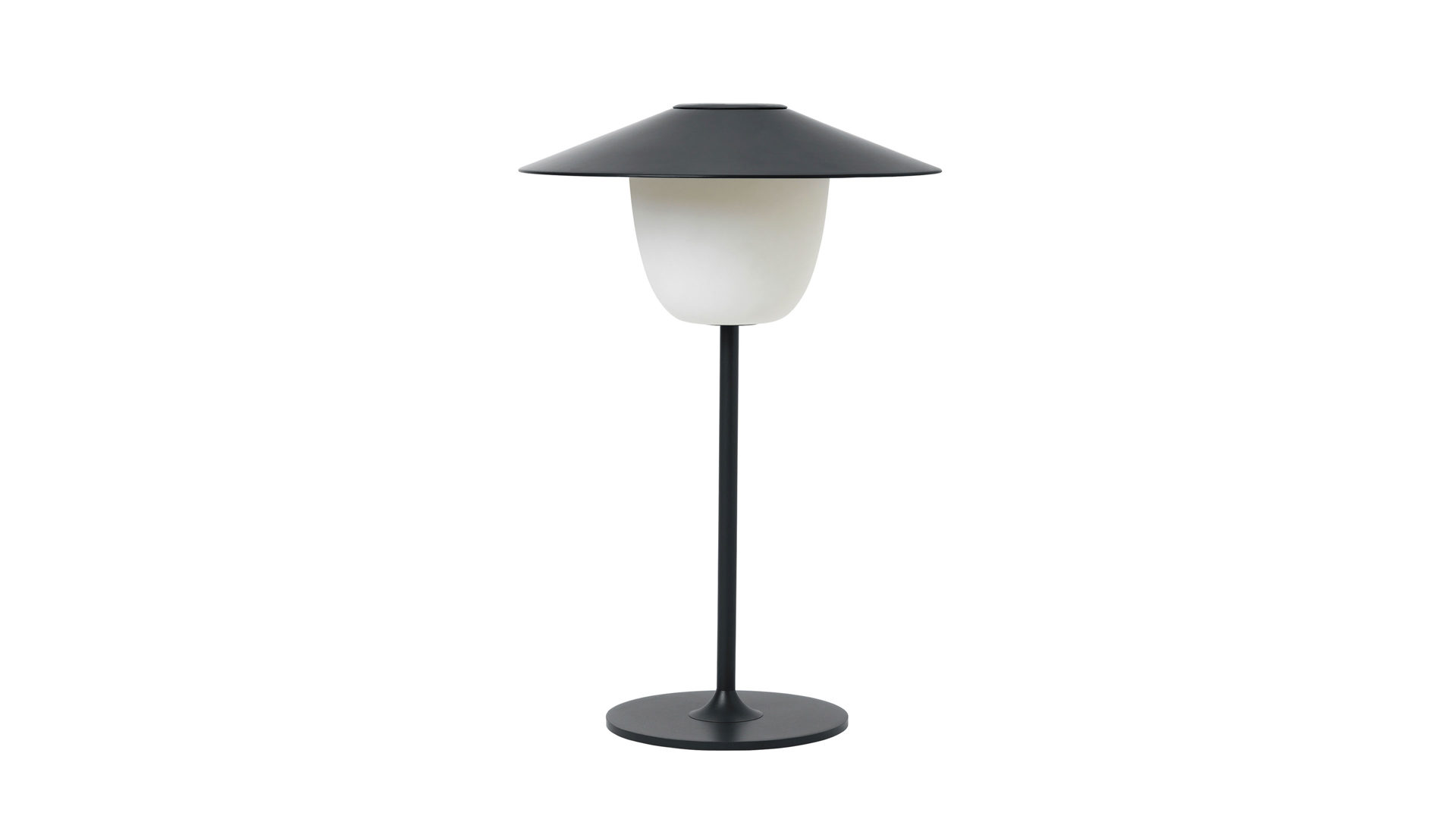 Tischleuchte Blomus aus Metall in Schwarz blomus mobile Leuchte Ani Lamp magnetfarbenes Aluminium & Milchglas – Durchmesser ca. 22 cm