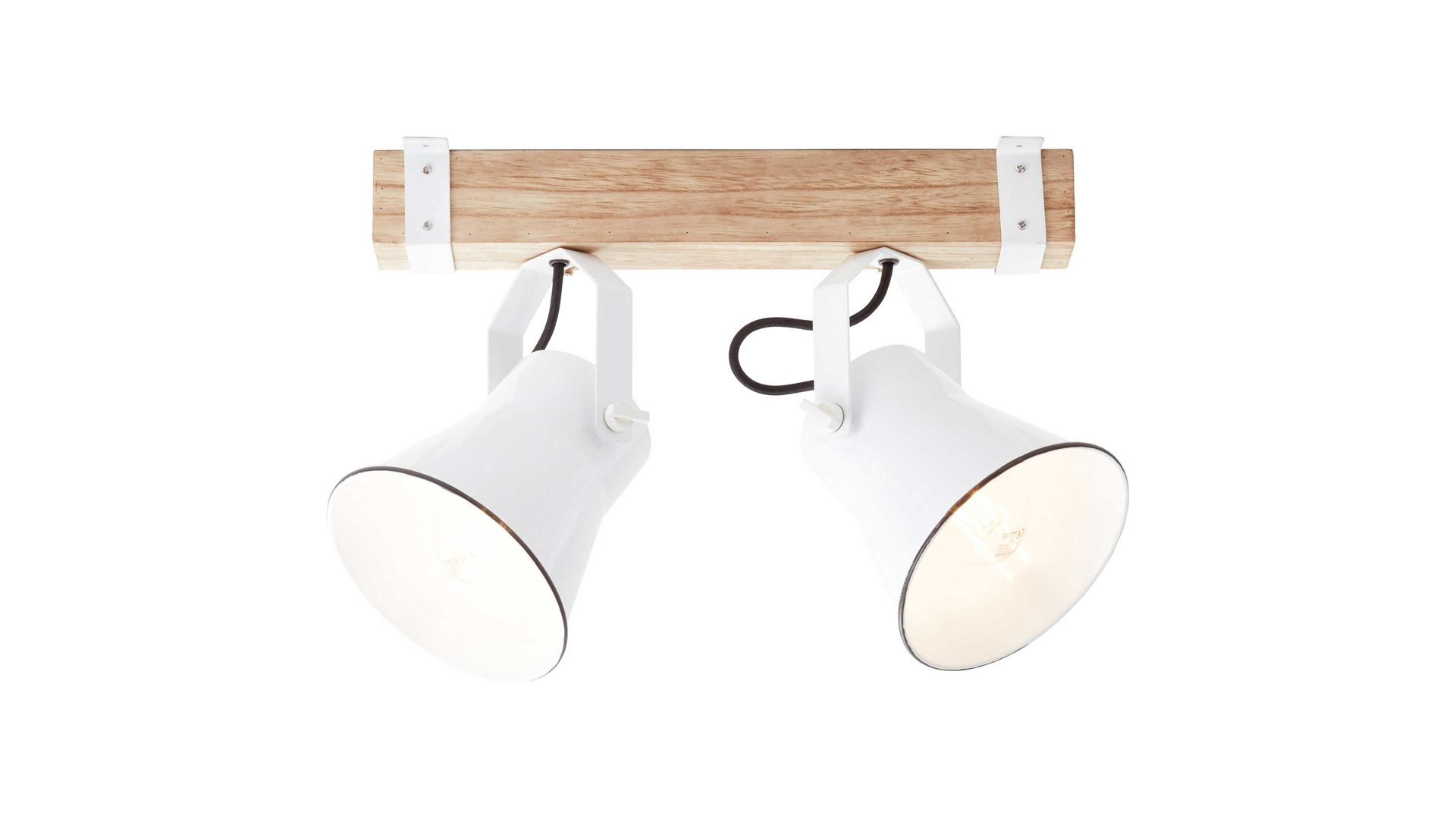 Wandleuchte Brilliant aus Metall in Weiß Brilliant Spotlampe Plow weißer Stahl & Holz – zwei Spots