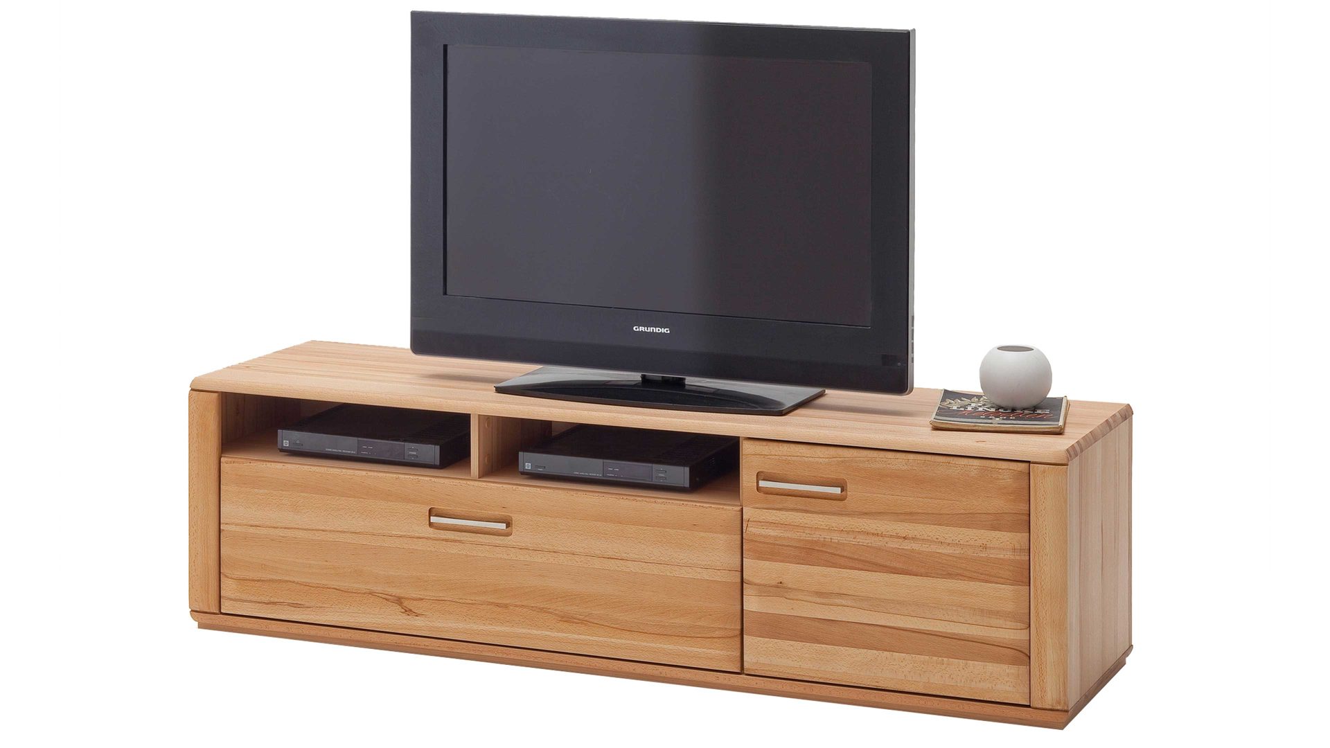 Medienmöbel Mca furniture aus Holz in Holzfarben Wohnprogramm Sena - TV-Element bzw. TV-Möbel geölte Kernbuche – eine Tür, eine Schublade, zwei offene Fächer