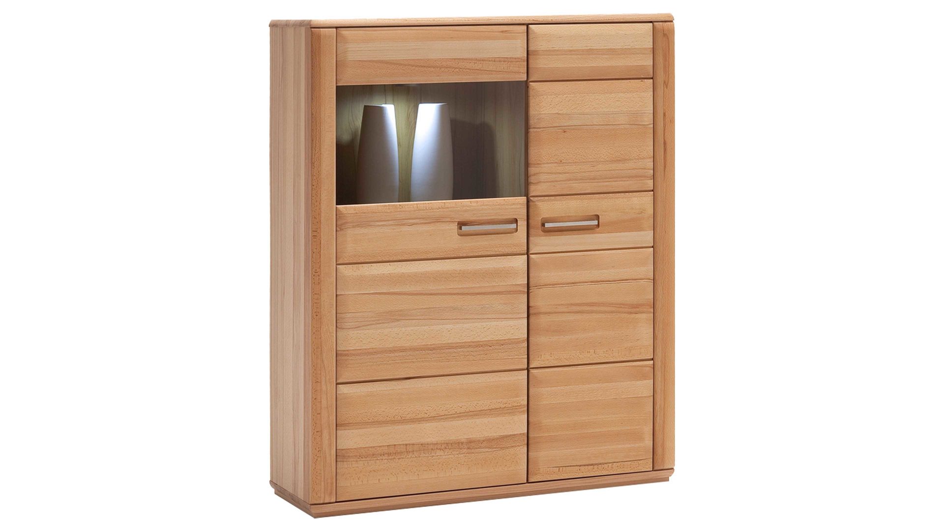 Highboard Mca furniture aus Holz in Holzfarben Wohnprogramm Sena - Highboard bzw. Wohnzimmerschrank geölte Kernbuche – zwei Türen