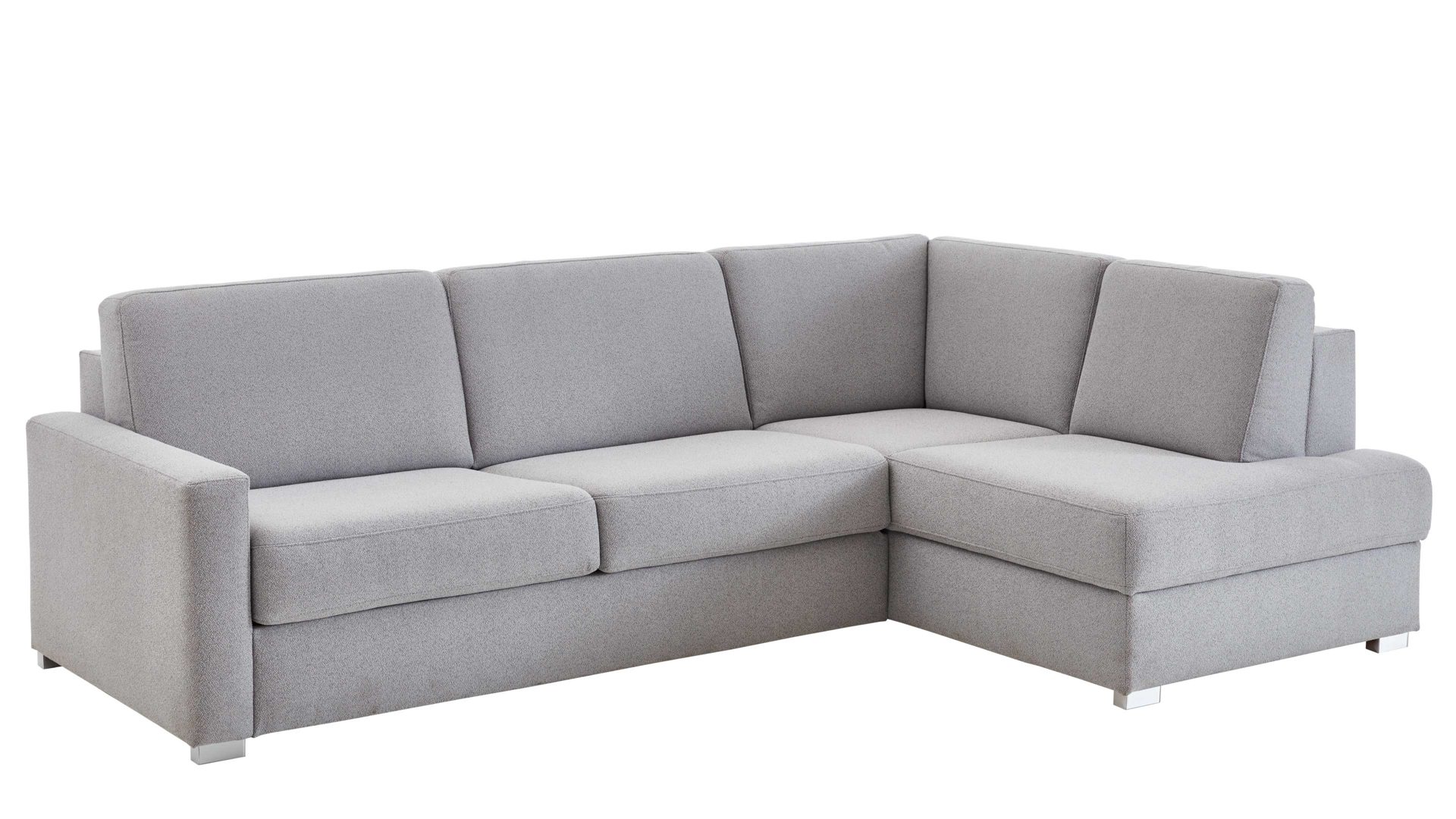 Ecksofa comfortmaster besser sitzen, liegen, leben aus Stoff in Hellgrau Comfortmaster Ecksofa Molto mit Faltbett-Funktion grauer Bezug 6368 & Chromfüße - Stellfläche ca. 285 x 176 cm