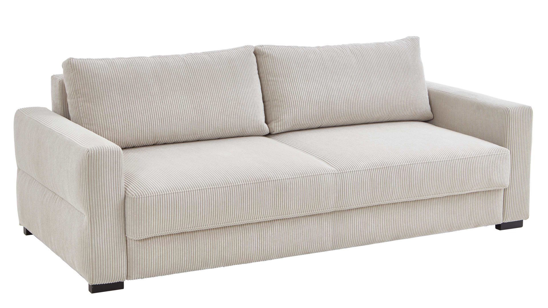 Einzelsofa Restyl aus Stoff in Beige Sofa Linett naturfarbener Cordbezug & schwarze Holzfüße