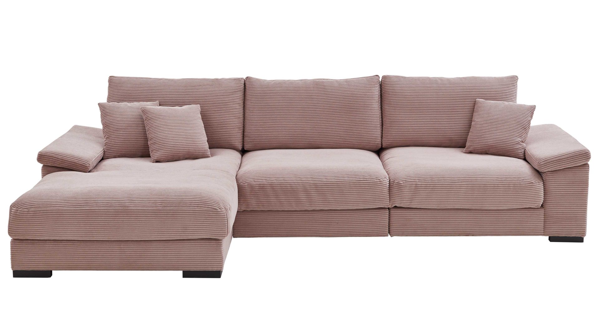 Ecksofa Iwaniccy aus Stoff in Rosa Polsterprogramm Spirit - Ecksofa rosa Breitcord Lincoln 61 - Stellfläche ca. 177 x 323 cm