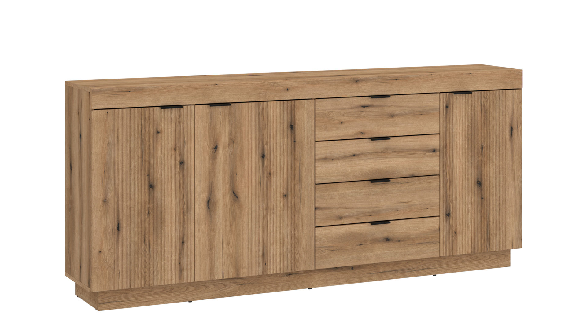 Sideboard Wojcik aus Holz in Eiche Hell Wohnprogramm Delamar - Sideboard Coast Evoke Eiche & Schwarz - ca. 186 x 86 cm