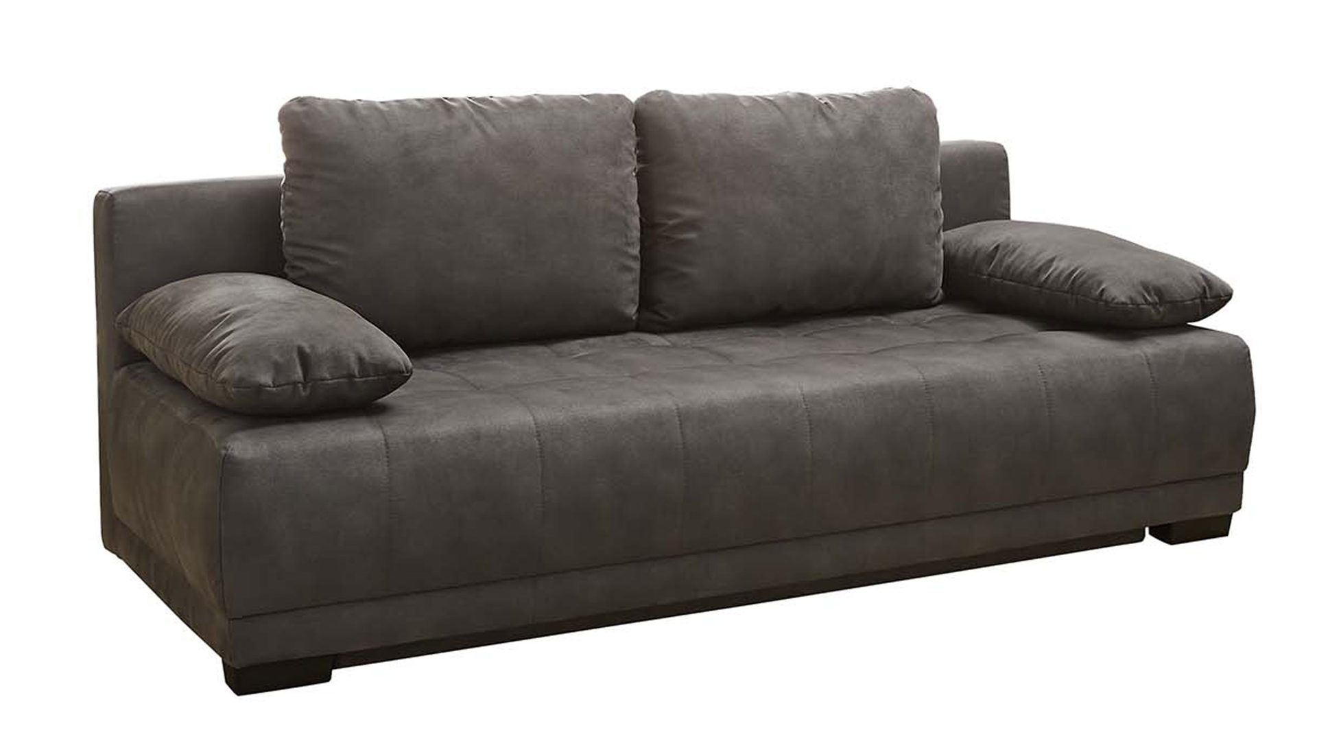 Schlafsofa Job aus Stoff in Grau Schlafsofa Louis dunkelgrauer Mikrofaserbezug 411.09 & schwarze Kunststofffüße – Breite ca. 205 cm