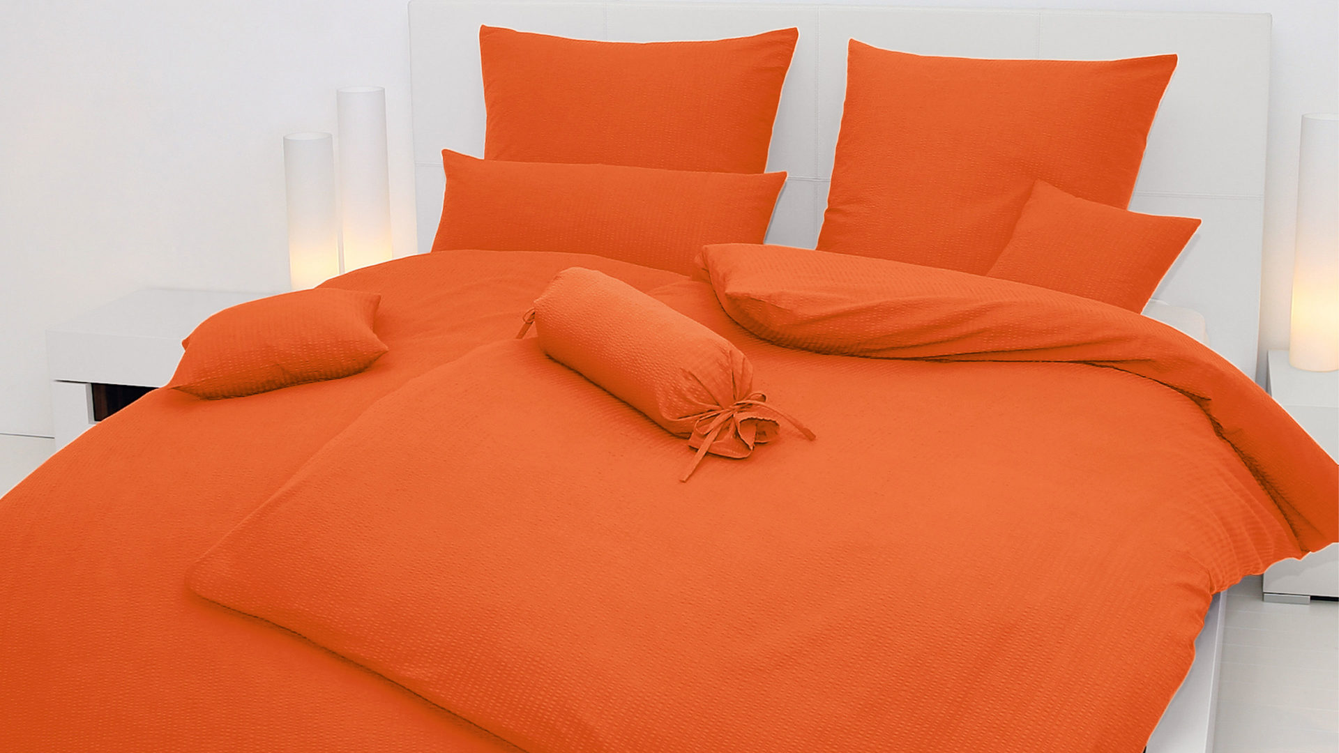 Bettwäsche-Set Janine aus Naturfaser in Orange Janine® Bettwäsche-Set orange – ca. 200 x 200 cm