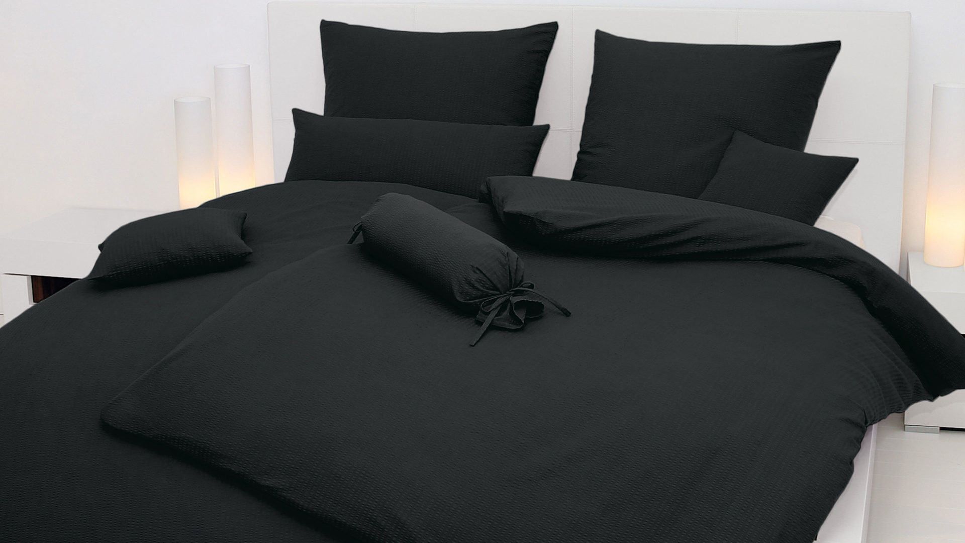 Bettwäsche-Set Janine® aus Naturfaser in Schwarz Janine® Bettwäsche-Set schwarz – ca. 200 x 200 cm