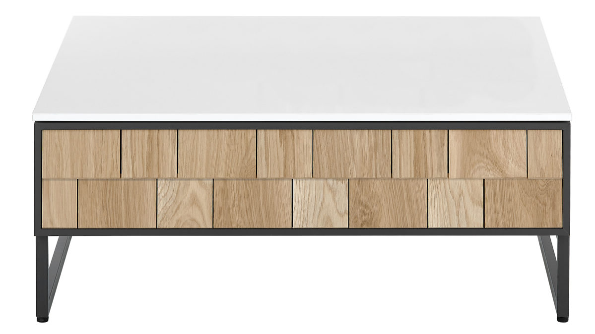 Couchtisch Loddenkemper manufaktur | 474061 aus Holz in Weiß Loddenkemper Wohnprogramm Legno - Couchtisch mit Schubladen mattweißer Lack & Eiche - ca. 90 x 85 cm