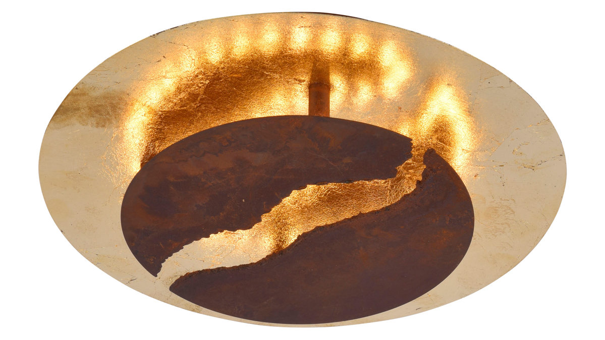Deckenleuchte Paul neuhaus aus Metall in Metallfarben Paul Neuhaus Nevis - Deckenlampe rost- & goldfarbenes Metall – Durchmesser ca. 30 cm
