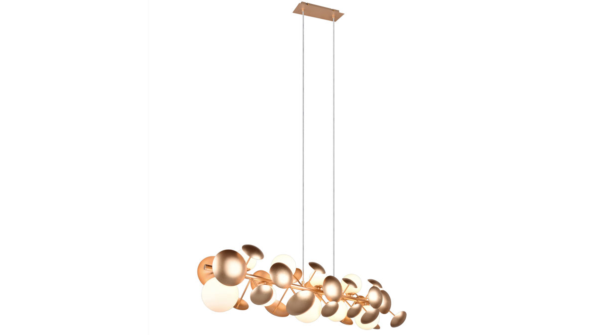 Pendelleuchte Trio leuchten aus Metall in Gold TRIO Hängeleuchte Bubble Gold & Weiß – Länge ca. 100 cm