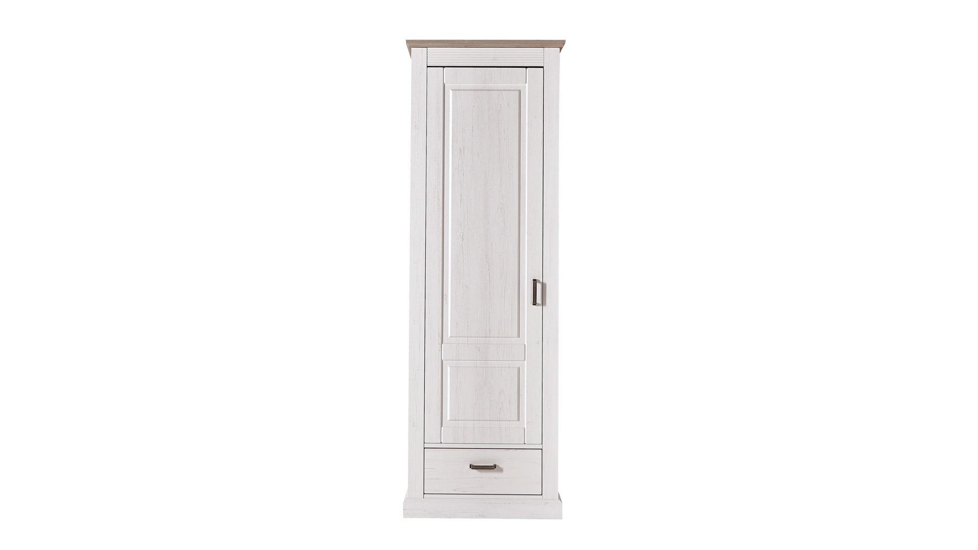 Einzelschrank Wohn-concept aus Nachbildung in Holzfarben Hell Stauraumelement bzw. Wohnzimmerschrank Pinie & Taupe – Höhe ca. 204 cm, eine Tür & eine Schublade