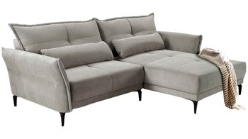 Ecksofa Job aus Stoff in Grau Ecksofa Tropea mittelgrauer Feincord 427.19 - Stellfläche ca. 251 x 179 cm