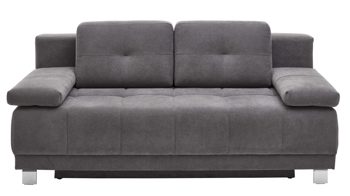 Schlafsofa Restyl aus Stoff in Grau Schlafsofa Lilo grauer Bezug 6839 & Chromfüße - Breite ca. 202 cm