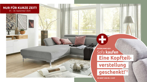 Ecksofa Interliving aus Stoff in Grau Interliving Sofa Serie 4251 – Ecksofa mit Funktionen platinfarbener Bezug Active Line Vaneo 07  & silberfarbene Metallfüße – Stellfläche ca. 300 x 225 cm